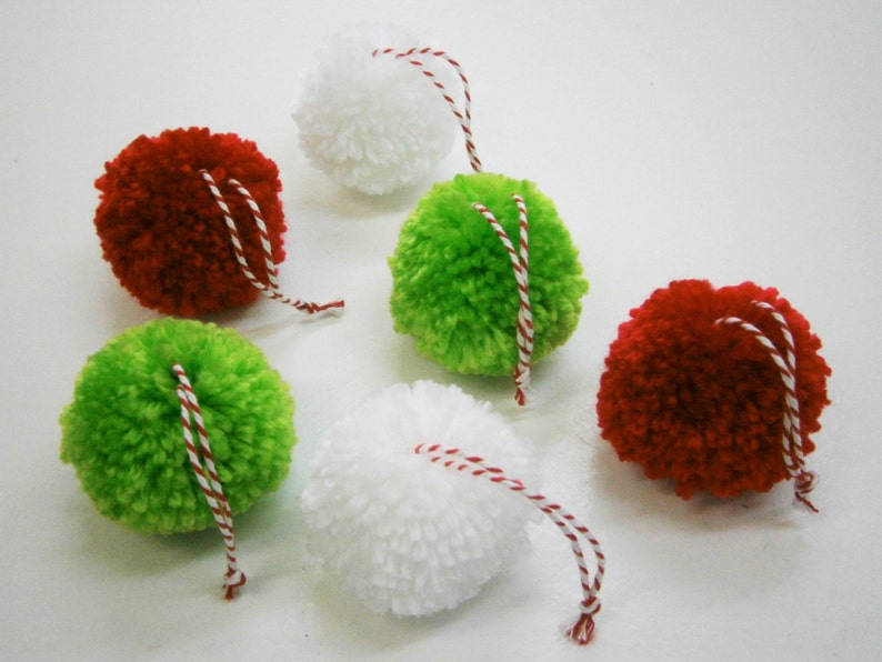 Multi Coloured Yarn Pom Pom Christmas Decorations/Christmas Tree Decorations/Present Decorations/Home Decor/Bohemian Home Decor/Rustic Decor (Copy)