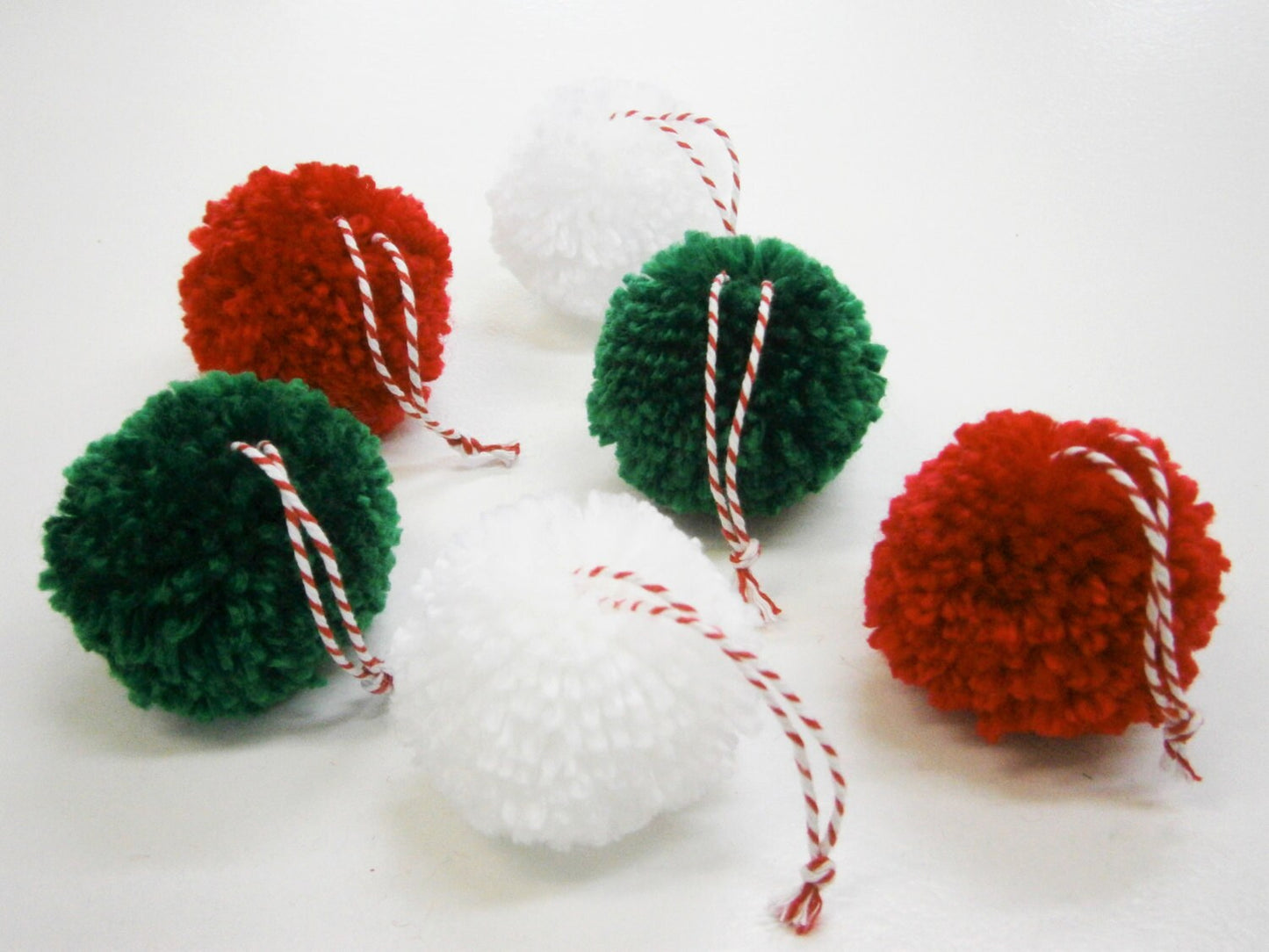 Multi Coloured Yarn Pom Pom Christmas Decorations/Christmas Tree Decorations/Present Decorations/Home Decor/Bohemian Home Decor/Rustic Decor