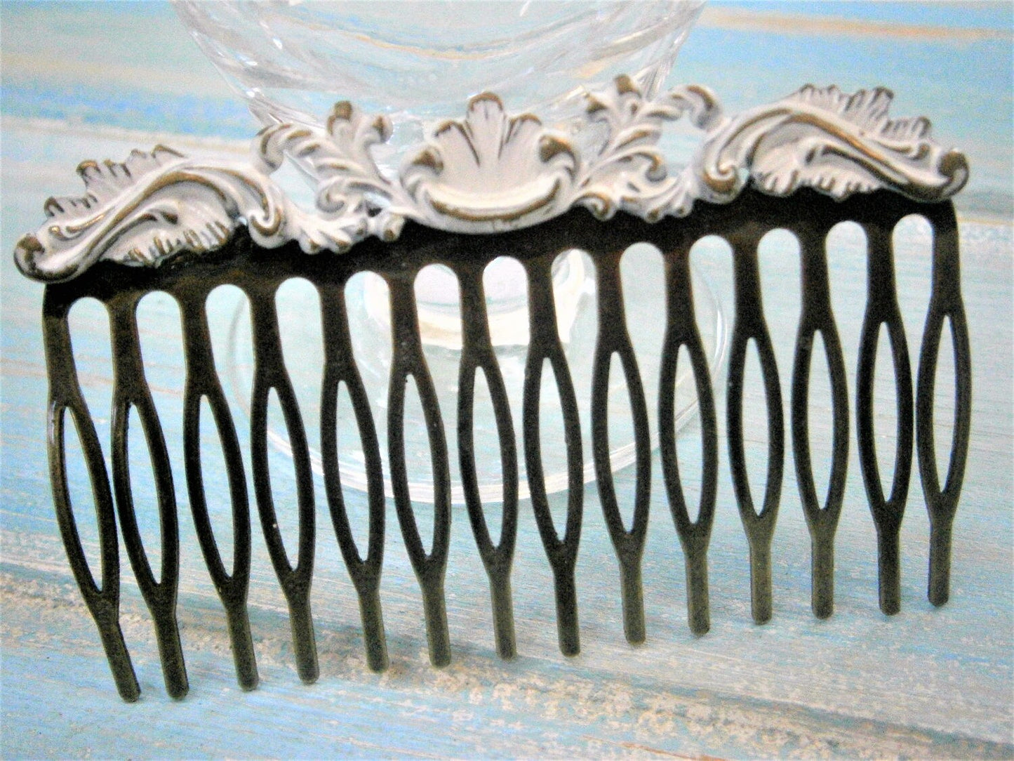 Large White Patina Filigree Hair Comb - Vintage Inspired/Shabby Chic/Bohemian/Hair Accessory/Bridesmaids Gifts/Bridal Hair Accessory