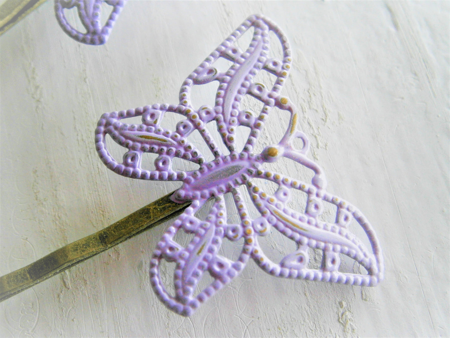 Amethyst/Lilac/Mauve Patina Filigree Butterfly Antique Bronze Bobby Pins Set of 2/Bohemian Hair Clips/Shabby Chic Hair Clips/Rustic Wedding