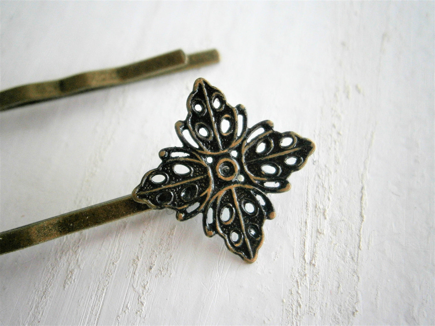 Black Filigree Patina Antique Bronze Bobby Pins Set of Two/Hair Clips/Bohemian Hair Clips/Shabby Chic Hair Clips/Bobby Pins/Vintage Style