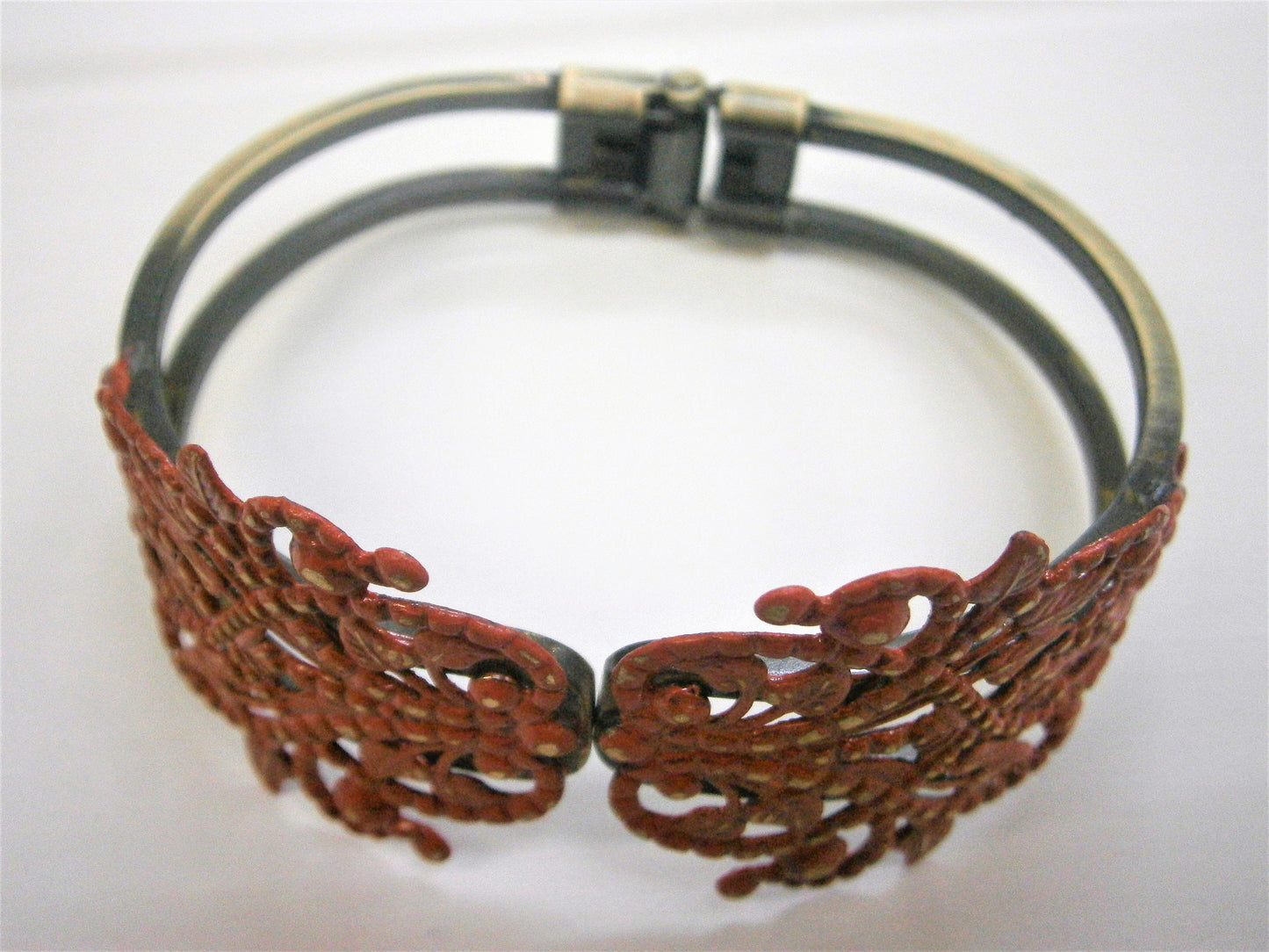 Red Patina Antique Bronze Filigree Cuff Bracelet/Boho Bracelet/Nature Inspired Bracelet/Bridesmaid Bracelet/Shabby Chic Jewelry