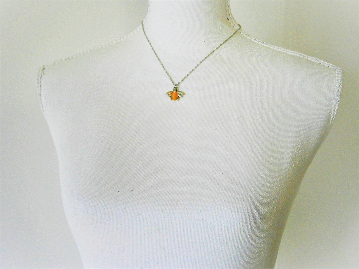 Antique Silver Bumble Bee Charm with Yellow Patina Detailing Necklace/Nature Necklace/Woodland Jewellery/Bee Necklace/Boho Jewelry