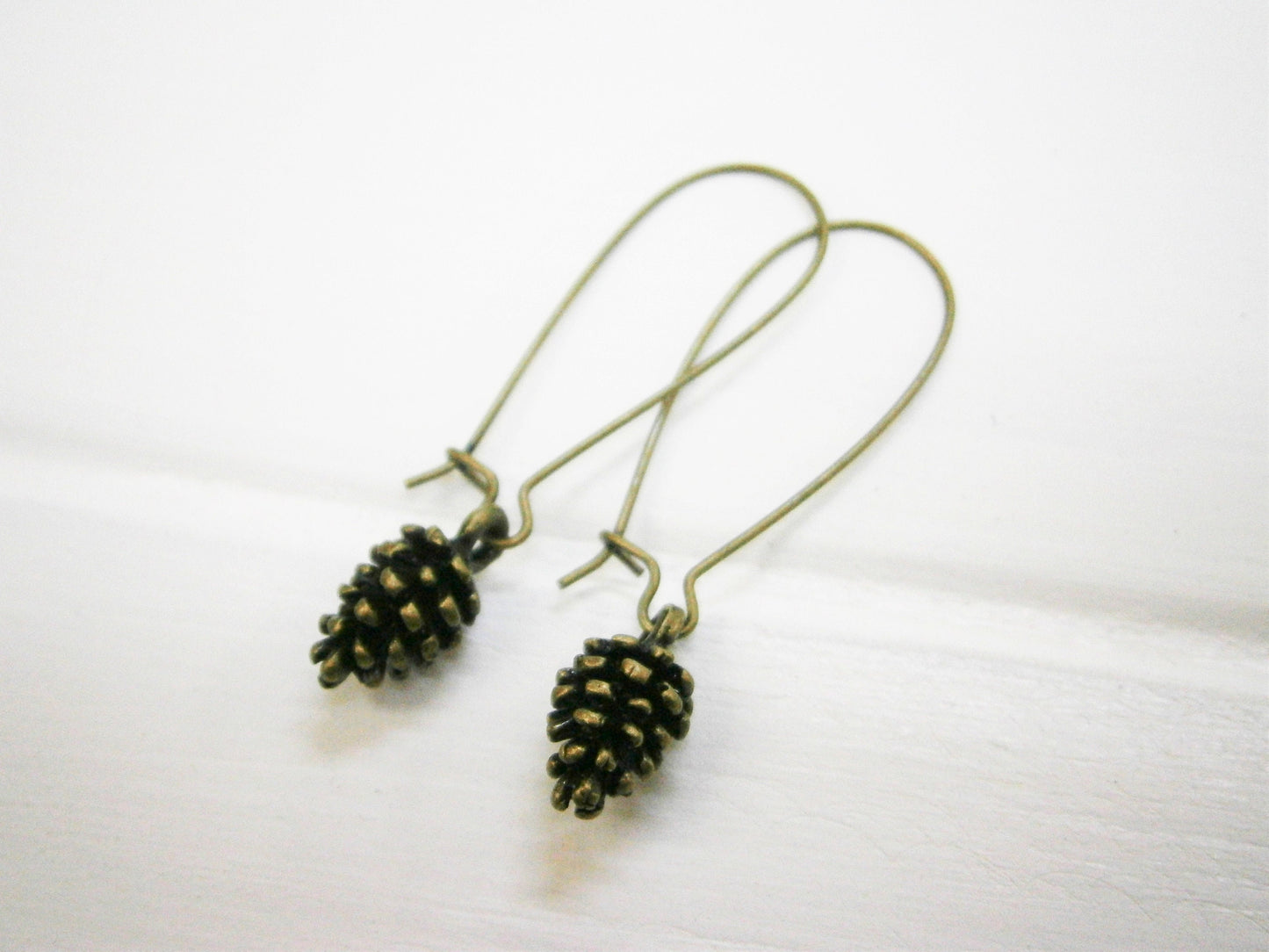Small Antique Bronze Pinecone Charm On Antique Bronze Kidney Wires/Nature Inspired Earrings/Woodland Earrings/Nature Jewelry/Boho Jewellery
