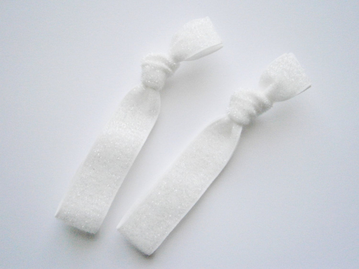 Set of 2 Glitter Hair Tie Package by Crimson Rose Cottage - White Glitter Hair Ties that Double as Bracelets