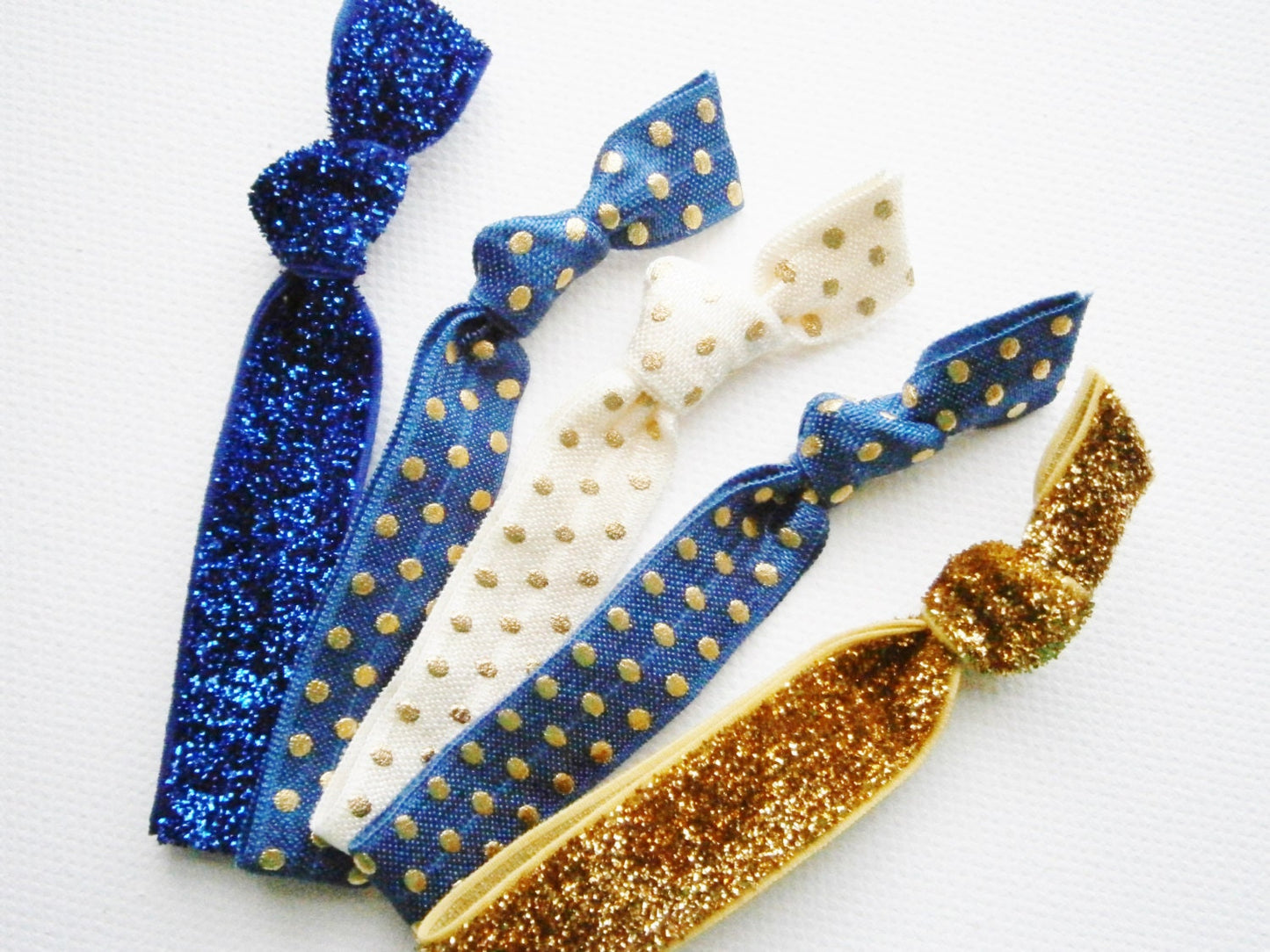 Admiral - Set of 5 Solid Color and Patterned Hair Ties by Crimson Rose Cottage/Boho Elastic Hair Tie/Boho Soft Bracelet