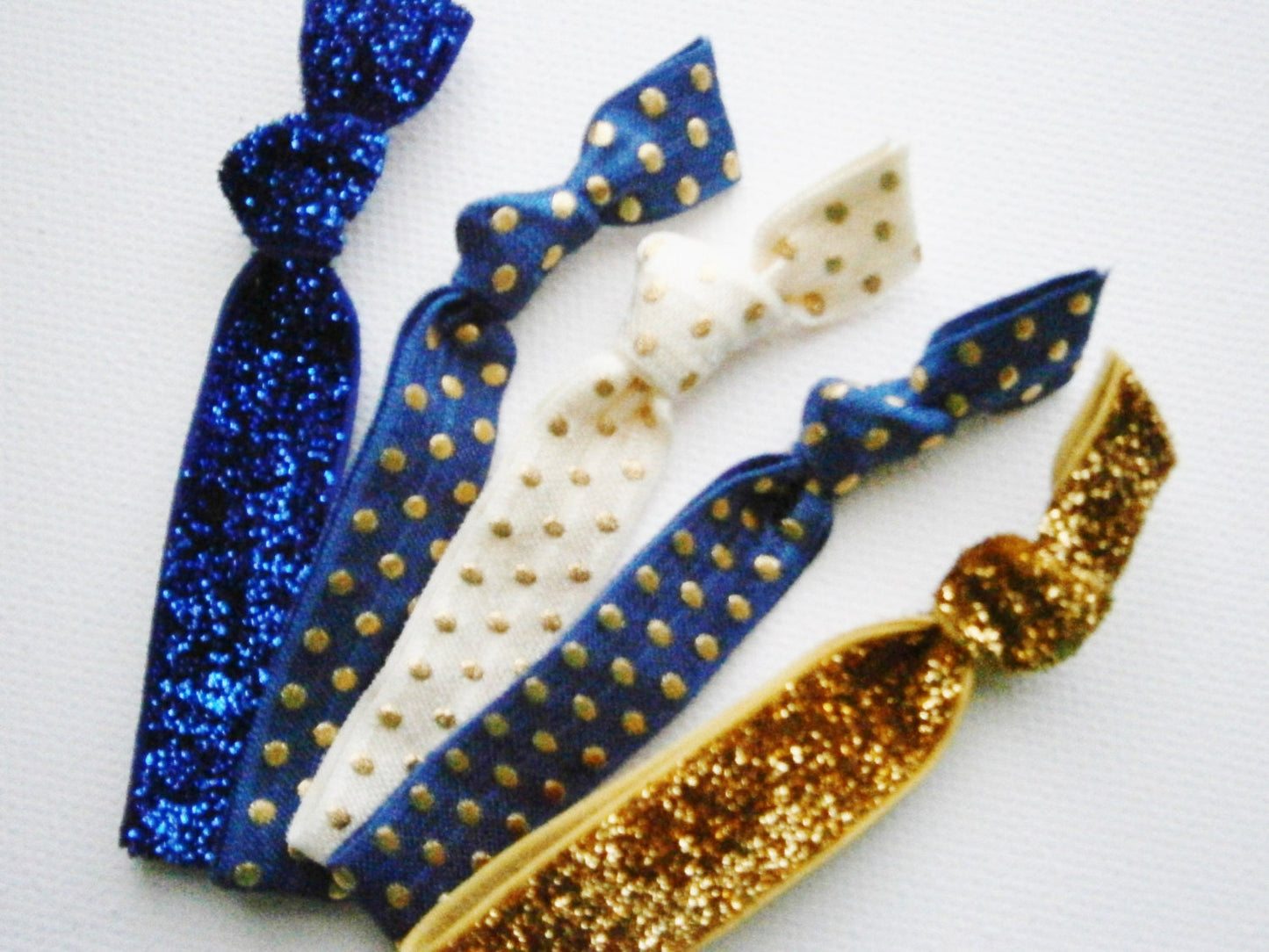 Admiral - Set of 5 Solid Color and Patterned Hair Ties by Crimson Rose Cottage/Boho Elastic Hair Tie/Boho Soft Bracelet