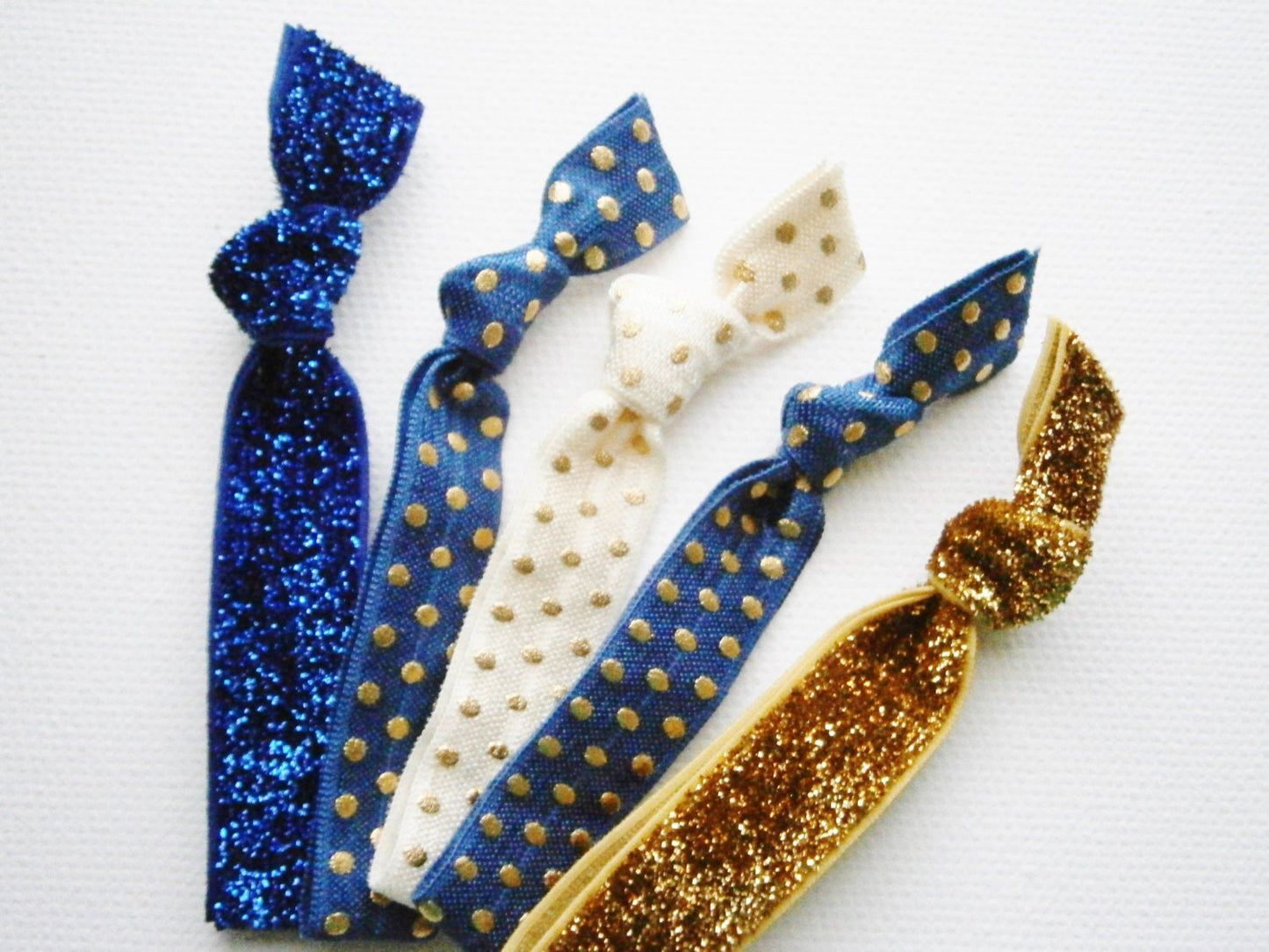 Admiral - Set of 5 Solid Color and Patterned Hair Ties by Crimson Rose Cottage/Boho Elastic Hair Tie/Boho Soft Bracelet