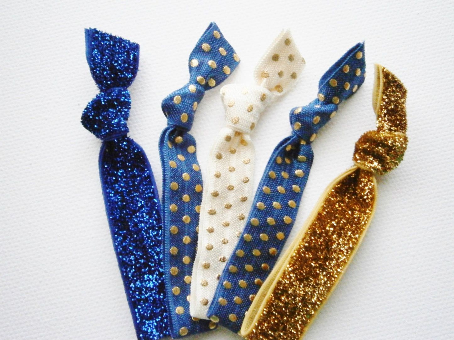 Admiral - Set of 5 Solid Color and Patterned Hair Ties by Crimson Rose Cottage/Boho Elastic Hair Tie/Boho Soft Bracelet