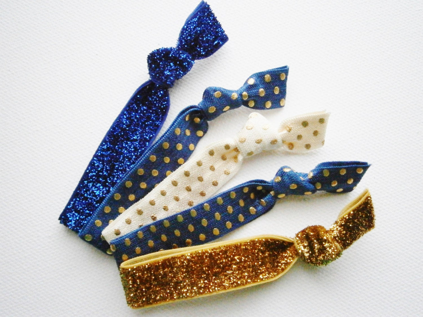 Admiral - Set of 5 Solid Color and Patterned Hair Ties by Crimson Rose Cottage/Boho Elastic Hair Tie/Boho Soft Bracelet