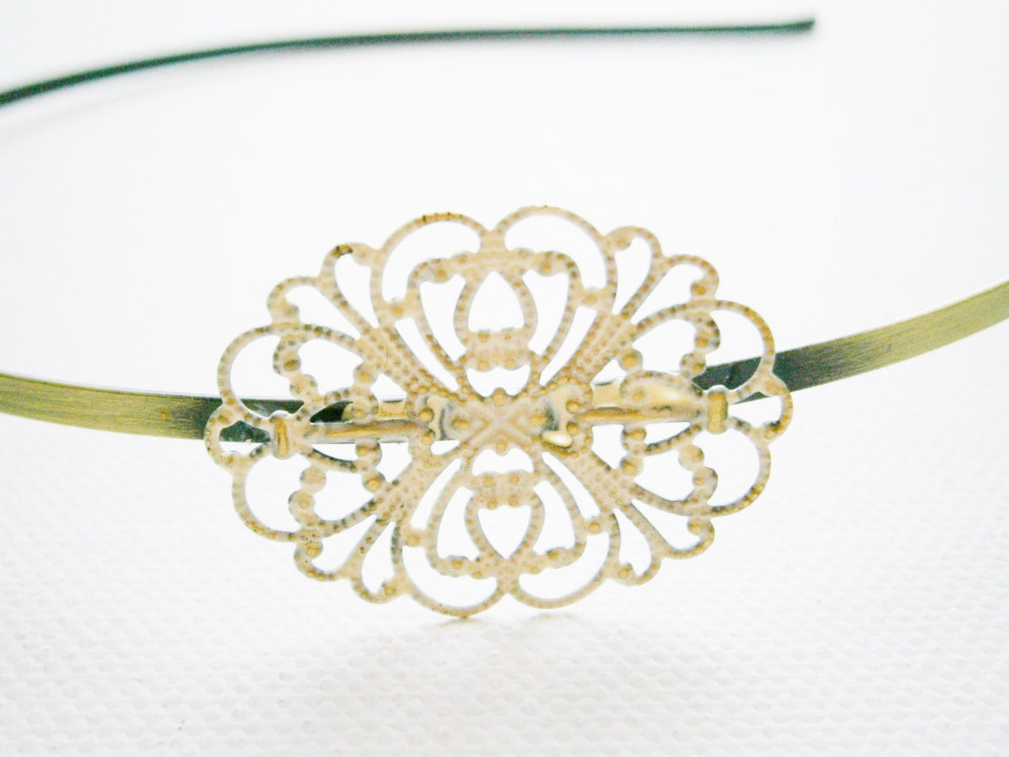 Antique Cream Patina Filigree Headband - Hair Accessory, Bridesmaid Gift, Family Pictures, Stocking Stuffer