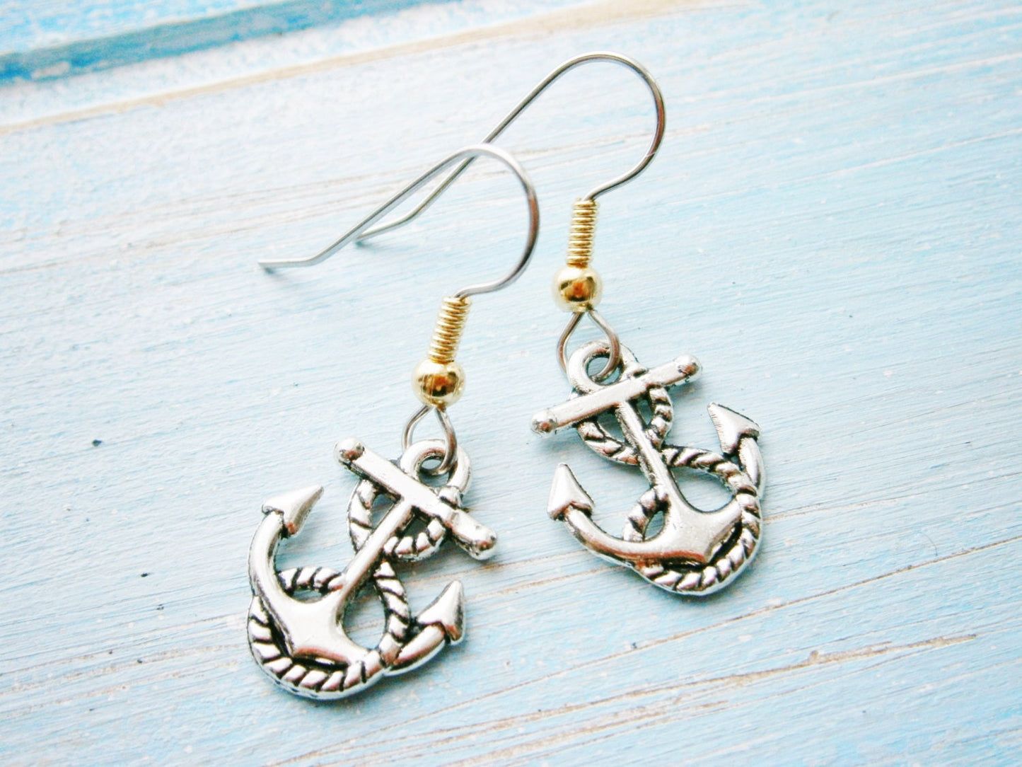 Antique Silver Mini Anchor Charm on Stainless Steel Earring Hooks/Dangle Earrings/Nautical Earrings/Sailing Earrings/Hypo Allergenic