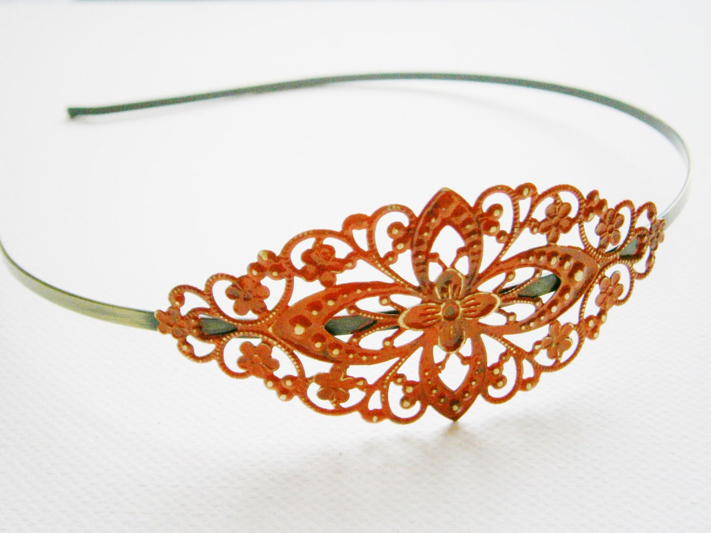 Garnet Patina Filigree Headband - Hair Accessory, Bridesmaid Gift, Family Pictures, Stocking Stuffer