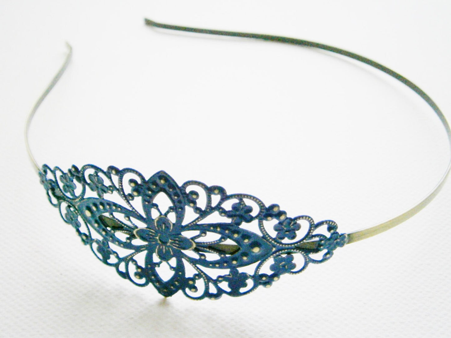 Lapis Blue Patina Filigree Headband - Hair Accessory, Bridesmaid Gift, Family Pictures, Stocking Stuffer