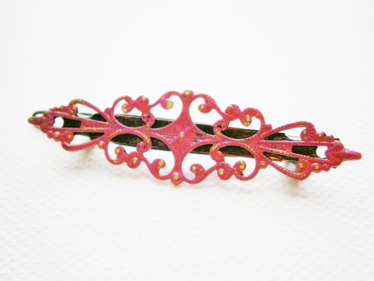 Antique Bronze Filigree Barrette Hand Patina Painted, Vintage Style, Hair Pin, Hair Accessory, Wedding Accessory, Bridesmaids Gift.