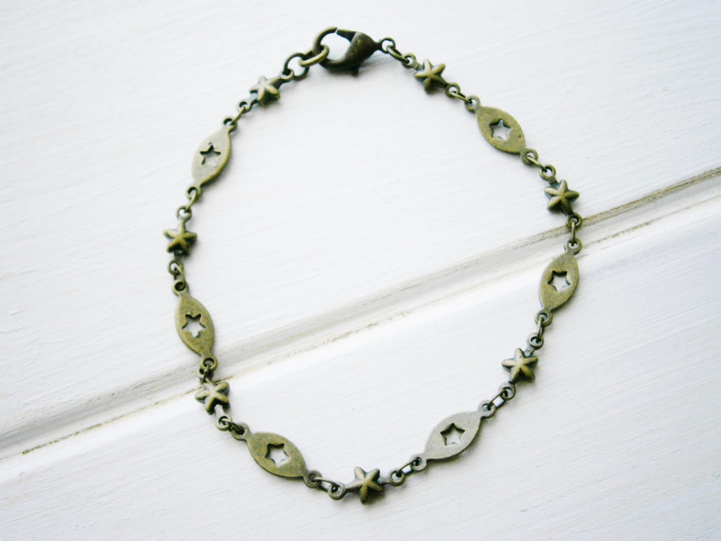 Antique Bronze Star Chain Bracelet/Boho Bracelet/Starry Night Inspired Bracelet/Star Jewelry/Flower Girl Bracelet/Boho Jewelry