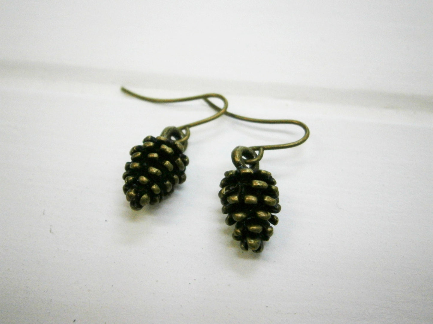Small Antique Bronze Pinecone Charm On Antique Bronze French Earring Hooks/Nature Inspired Earrings/Woodland Earrings/Nature Jewerly