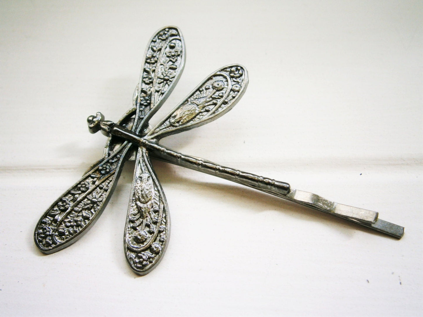 One Gunmetal Black Plated Dragonfly Bobby Pin, Dragonfly Hair Clip, Boho Hair Clip, Boho Hair Accessory, Wedding Hair Accessory