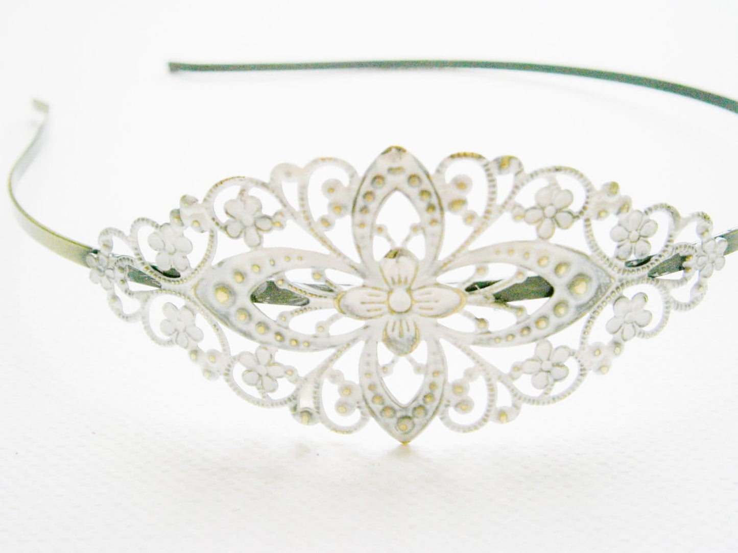 Antique White Patina Filigree Headband - Hair Accessory/Bridesmaid Gift/Family Pictures/Stocking Stuffer/Shabby Chic/Bohemian/Steampunk