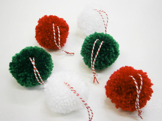 Multi Coloured Yarn Pom Pom Christmas Decorations/Christmas Tree Decorations/Present Decorations/Home Decor/Bohemian Home Decor/Rustic Decor
