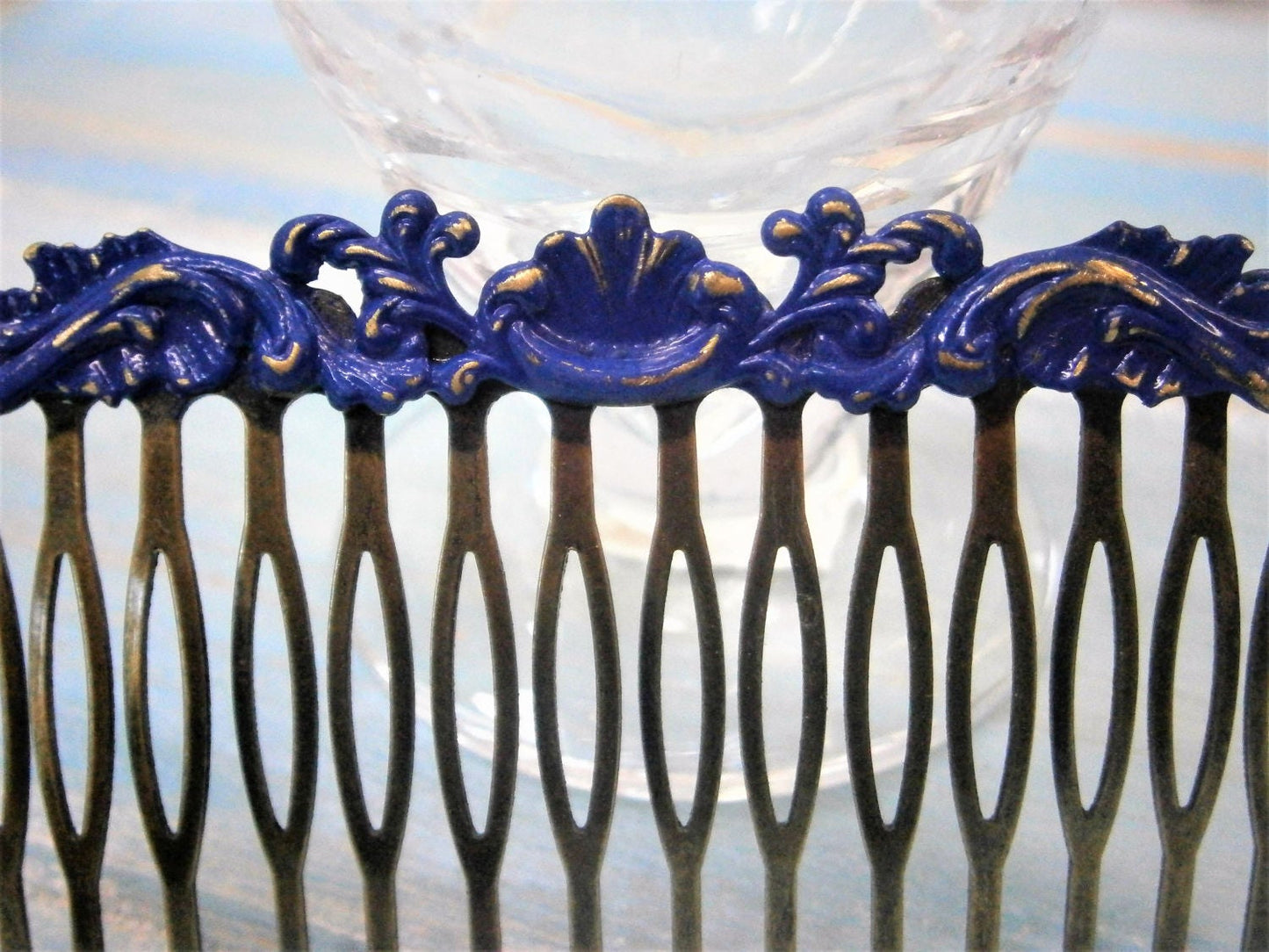 Large Cobalt Blue Patina Filigree Hair Comb - Vintage Inspired/Shabby Chic/Bohemian/Hair Accessory/Bridesmaids Gifts/Bridal Hair Accessory