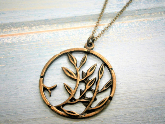 Antique Bronze Round Tree Charm Necklace/Boho Necklace/Bridesmaids Gifts/Charm Necklace/Nature Necklace/Fauna Necklace/Steampunk Jewellery