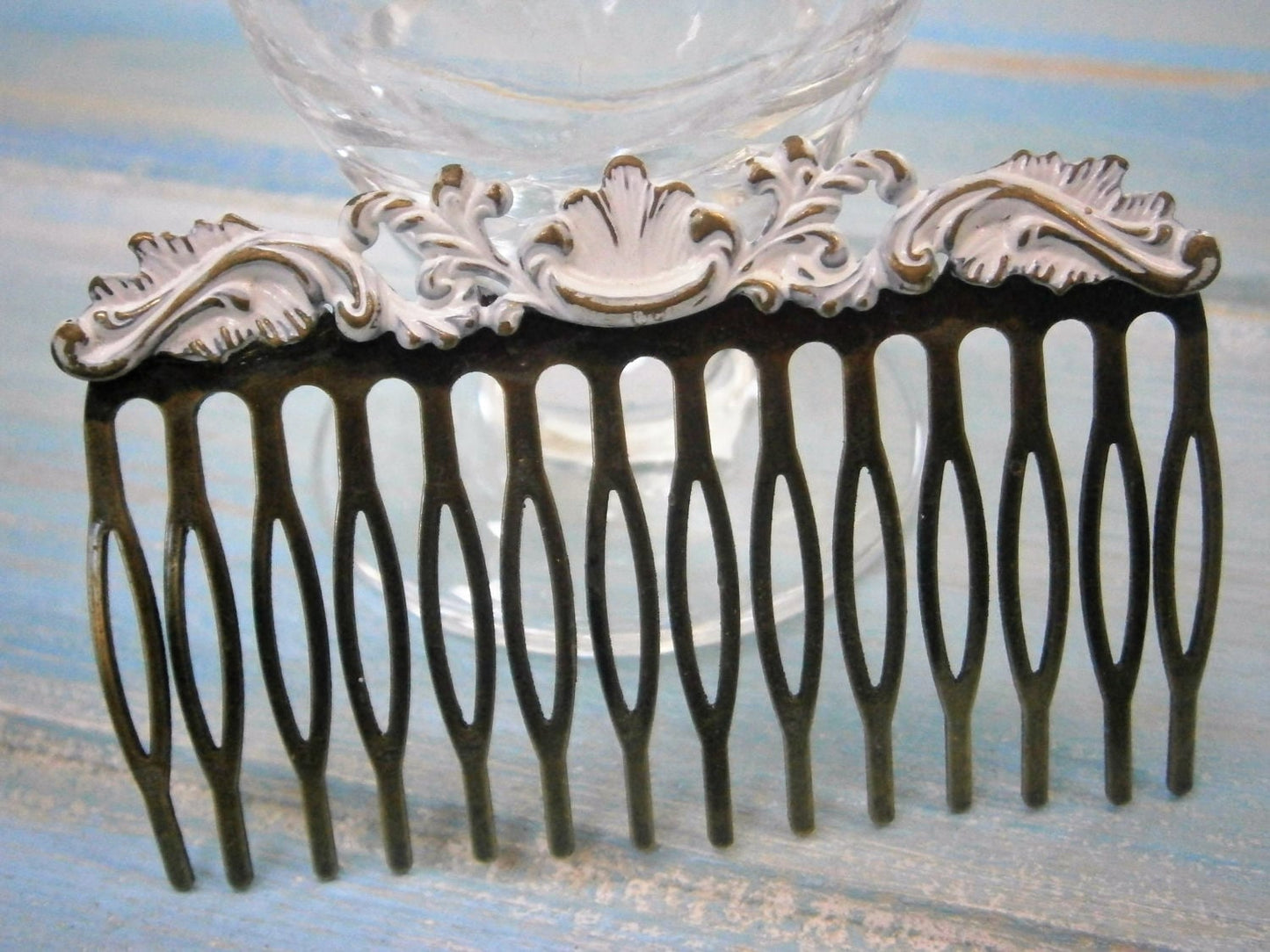 Large White Patina Filigree Hair Comb - Vintage Inspired/Shabby Chic/Bohemian/Hair Accessory/Bridesmaids Gifts/Bridal Hair Accessory