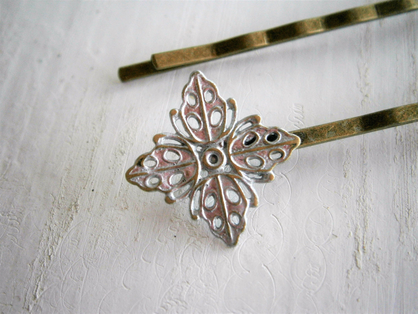 Silver Filigree Patina Antique Bronze Bobby Pins Set of Two/Hair Clips/Bohemian Hair Clips/Shabby Chic Hair Clips/Bobby Pins/Vintage Style
