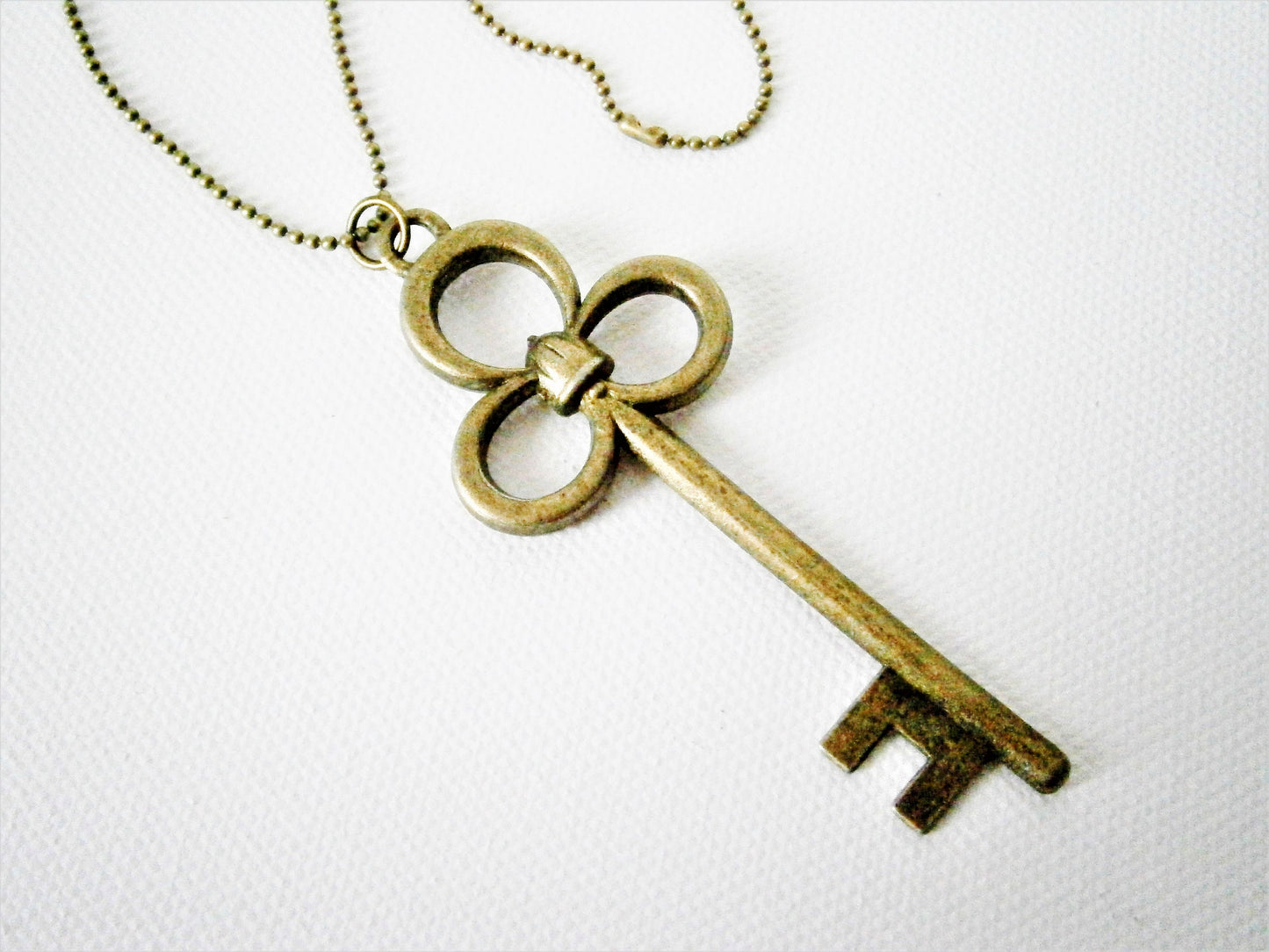 Antique Bronze Large Filigree Key Charm Pendant Necklace/Steampunk Necklace/Key Necklace/Long Necklace/Layering Necklace/Boho Jewelry