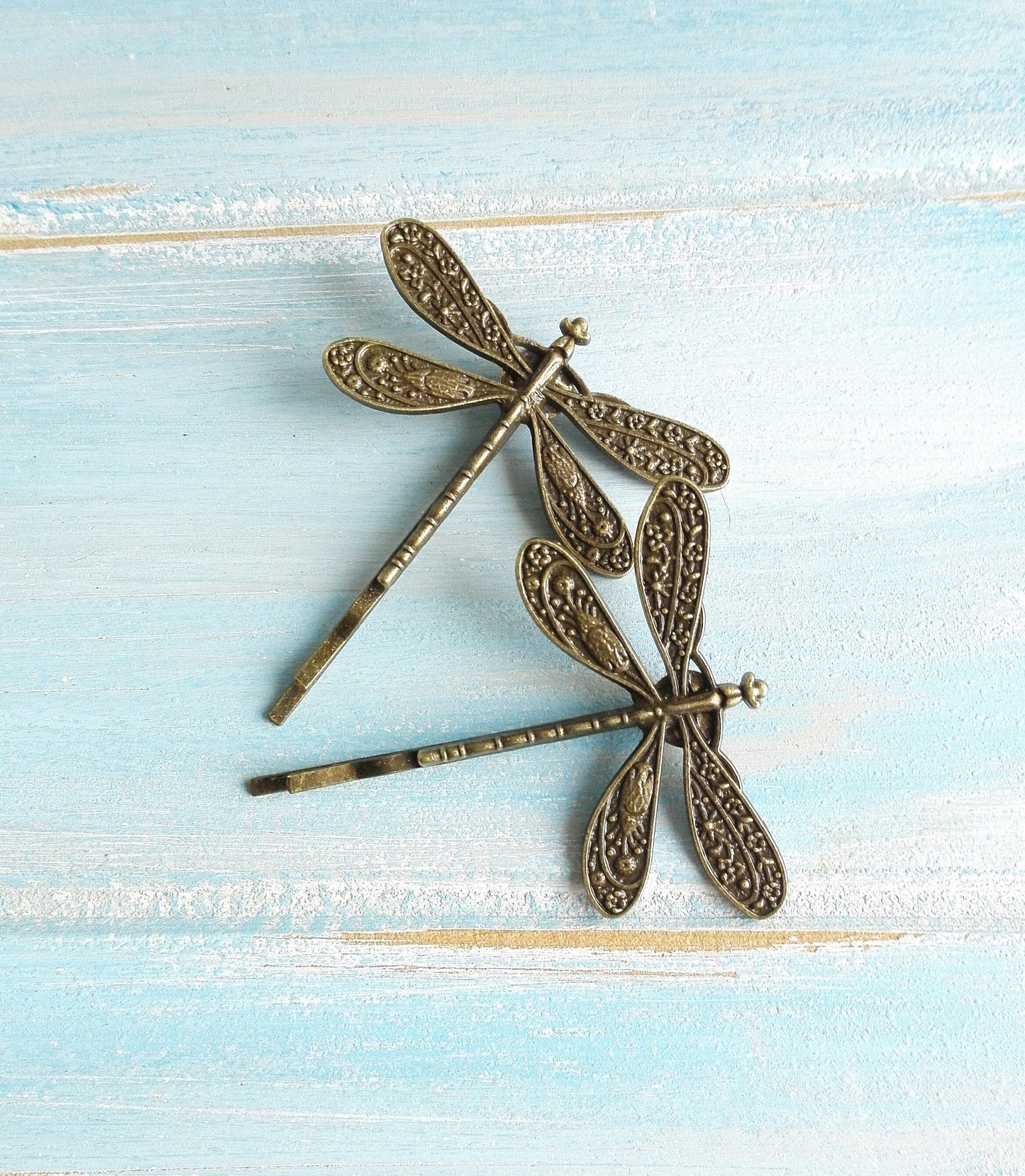 Antique Bronze Plated Set of 2 Dragonfly Bobby Pins, Dragonfly Hair Clips, Boho Hair Clips, Boho Hair Accessories, Wedding Hair Accessories