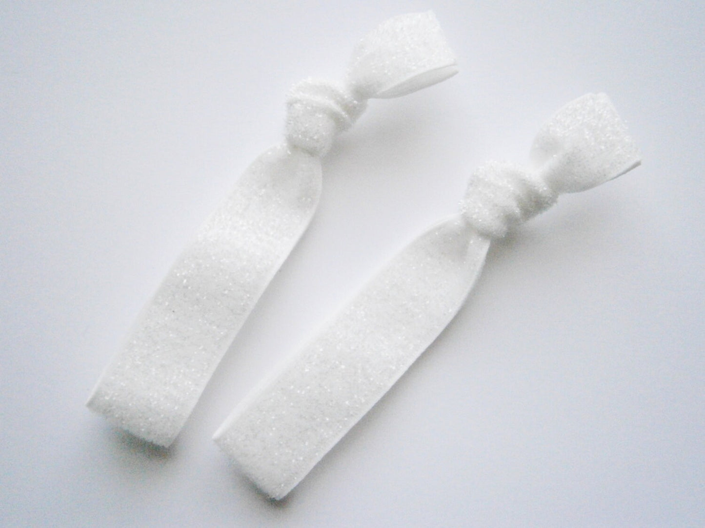 Set of 2 Glitter Hair Tie Package by Crimson Rose Cottage - White Glitter Hair Ties that Double as Bracelets