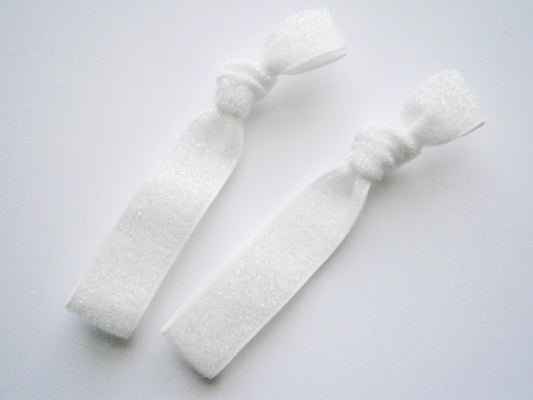 Set of 2 Glitter Hair Tie Package by Crimson Rose Cottage - White Glitter Hair Ties that Double as Bracelets