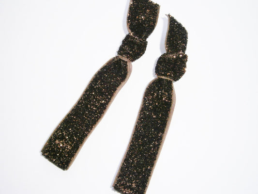 Set of 2 Glitter Hair Tie Package by Crimson Rose Cottage - Brown Glitter Hair Ties that Double as Bracelets