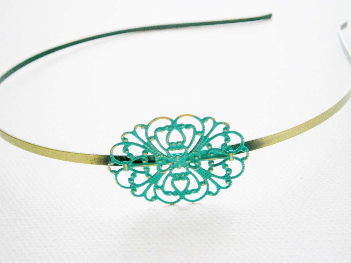 Cobalt Blue Patina Filigree Headband - Hair Accessory, Bridesmaid Gift, Family Pictures, Stocking Stuffer