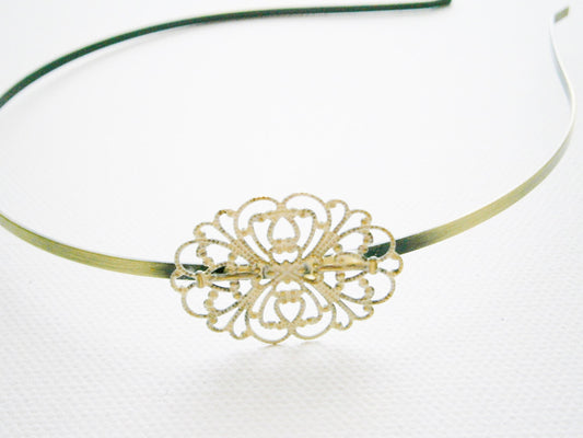 Antique Cream Patina Filigree Headband - Hair Accessory, Bridesmaid Gift, Family Pictures, Stocking Stuffer