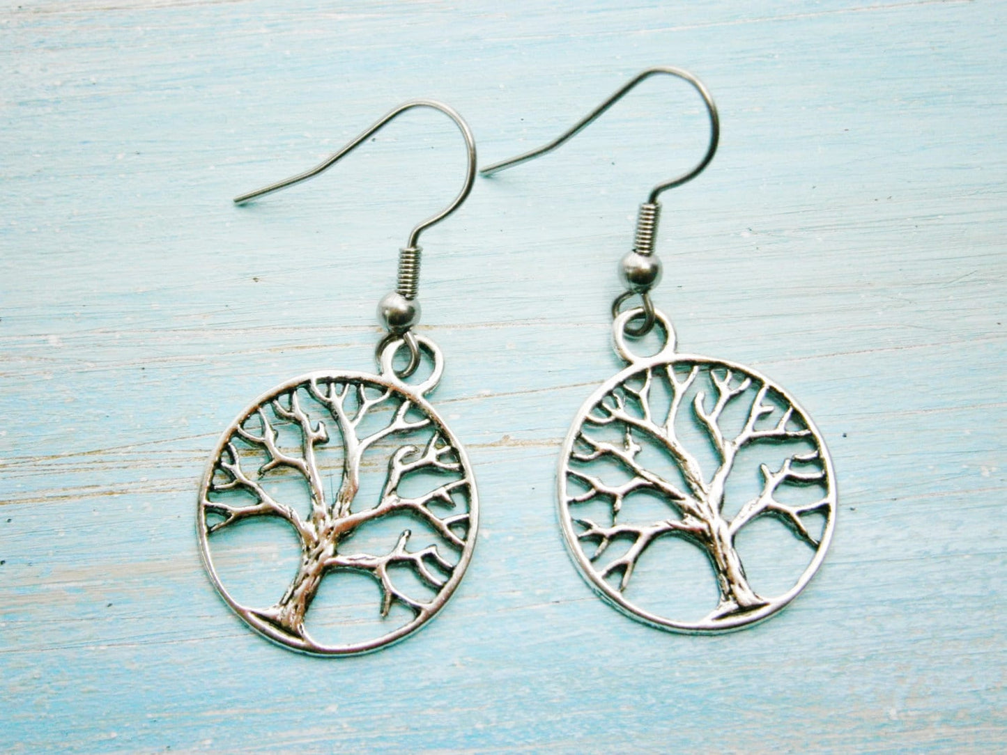 Antique Silver Tree of Life Charm Dangle Earrings/Boho Earrings/Nature Earrings/Tree Earrings/Dangle Earrings/Hypo-allergenic