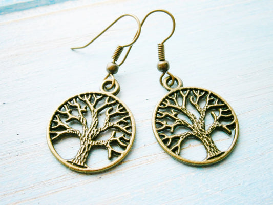 Antique Bronze Tree of Life Charm Dangle Earrings/Boho Earrings/Nature Earrings/Tree Earrings/Dangle Earrings