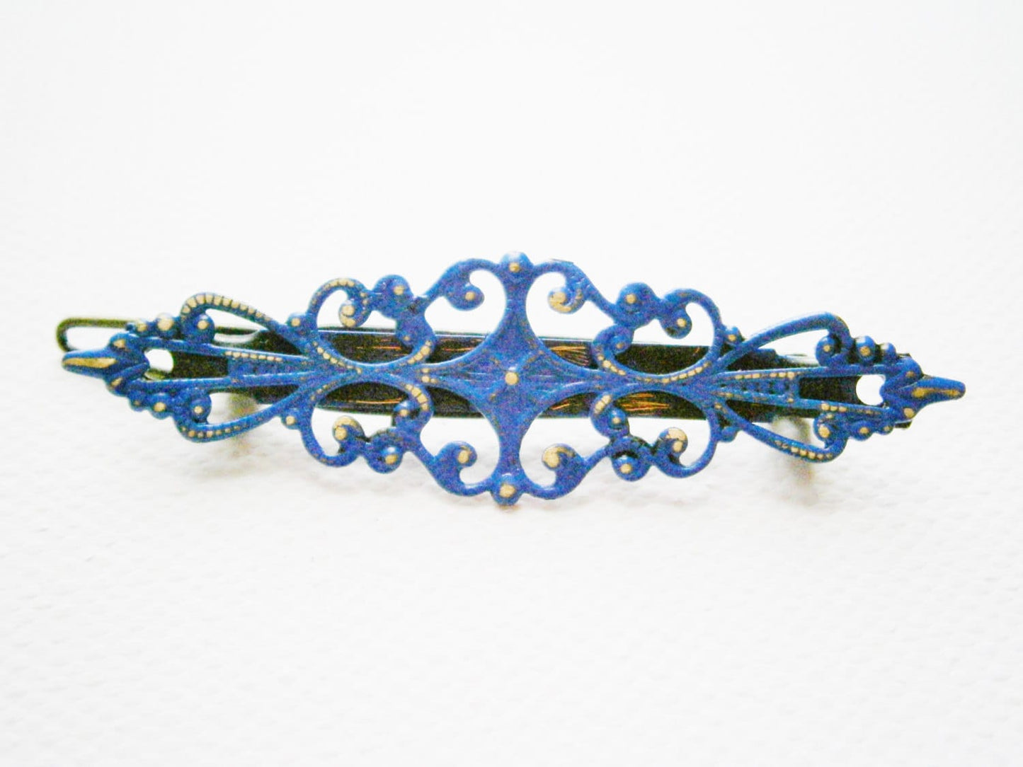 Antique Bronze Filigree Barrette Hand Patina Painted, Vintage Style, Hair Pin, Hair Accessory, Wedding Accessory, Bridesmaids Gift.