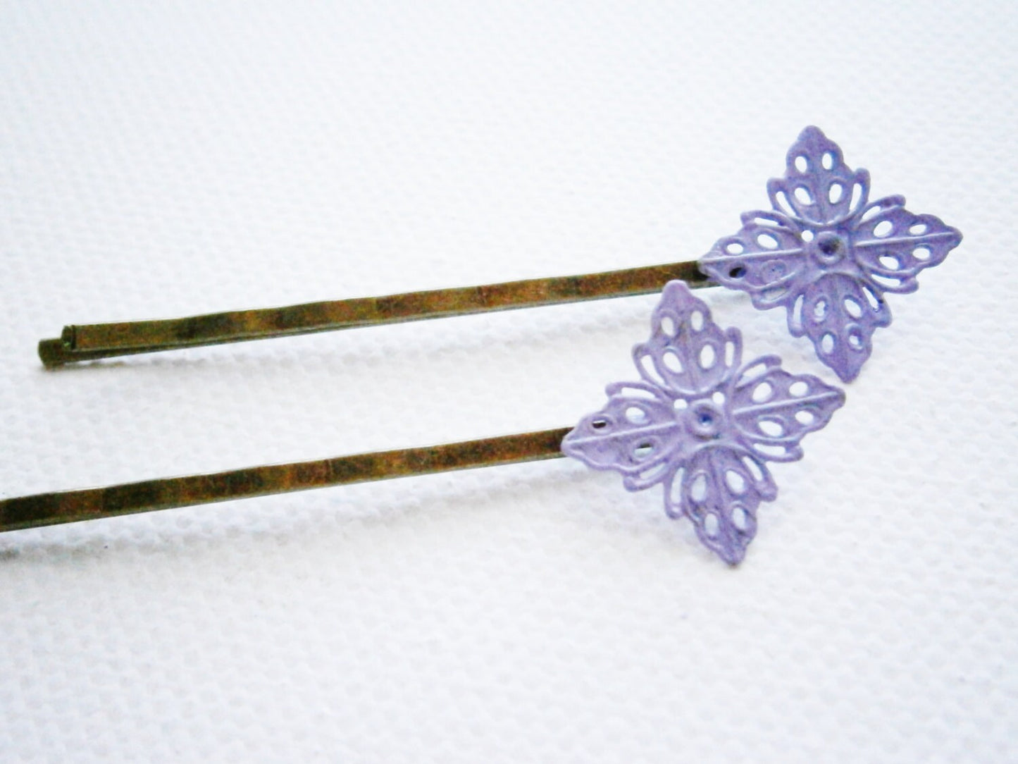 Amethyst Filigree Patina Antique Bronze Bobby Pins Set of Two/Hair Clips/Bohemian Hair Clips/Shabby Chic Hair Clips/Bobby Pins/Vintage Style