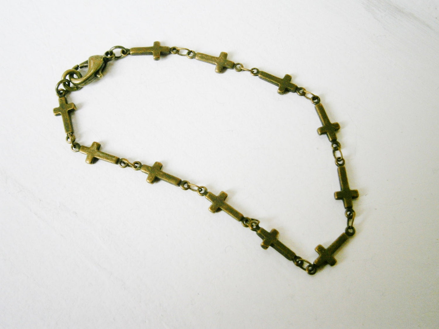 Antique Bronze Cross Chain Bracelet/Boho Bracelet/Cross Jewelry/Boho Jewelry