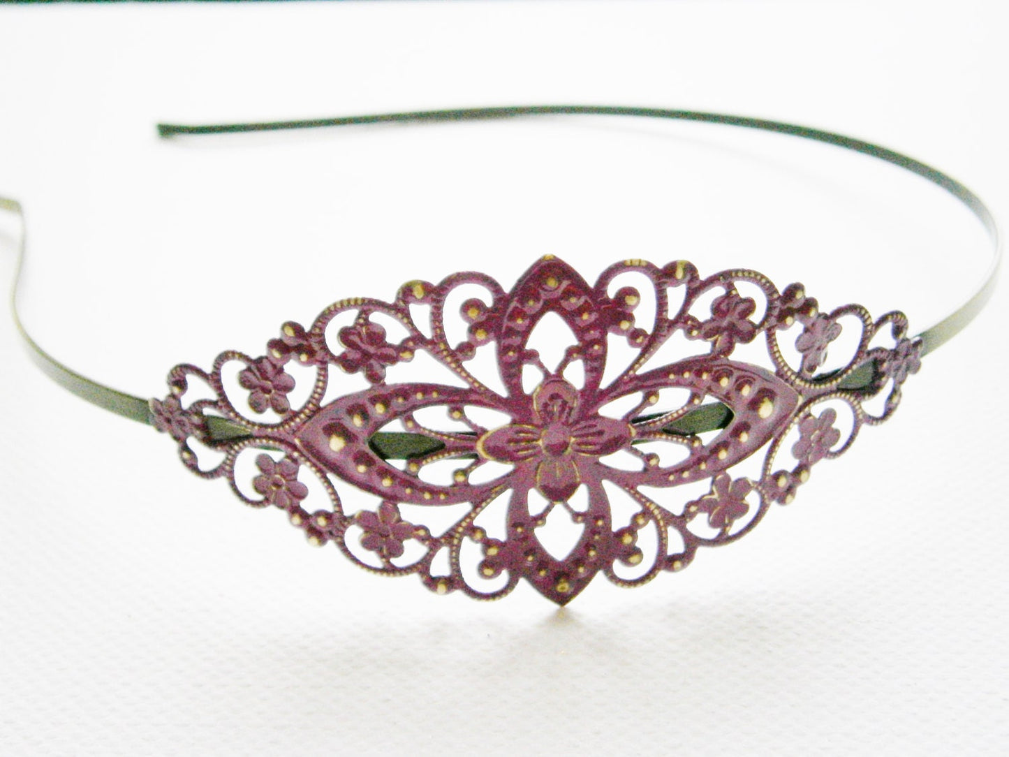 Purple/Orchid Patina Filigree Headband - Hair Accessory, Bridesmaid Gift, Family Pictures, Stocking Stuffer